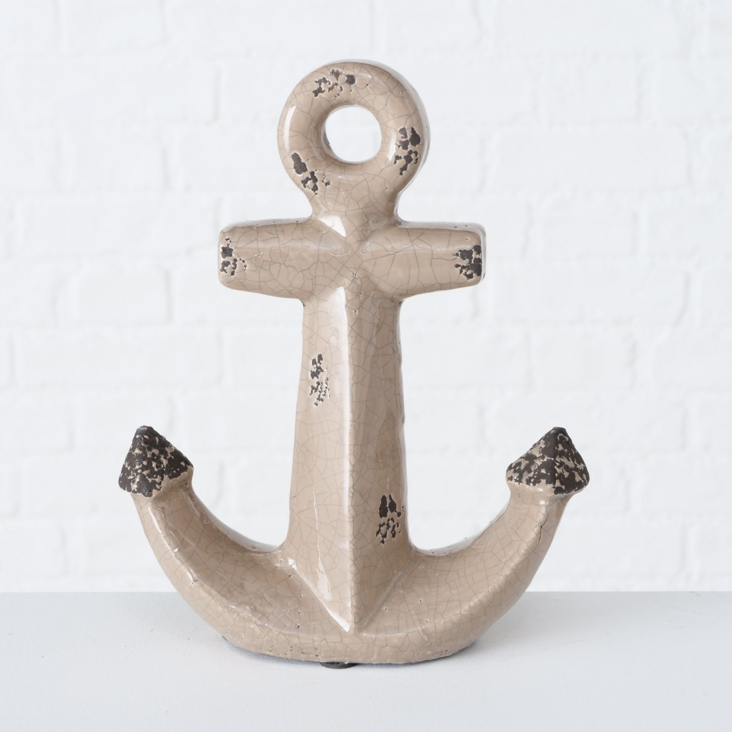 Decoratie Fina anker H25cm Crackle terracotta brown - Afbeelding 4