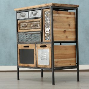 Ladekast Teslar H71cm Iron Natural Grey mixed materials colour-mix