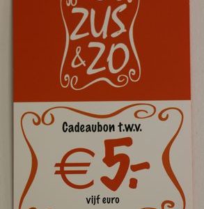 Cadeaubon Zus & Zo 5,- euro