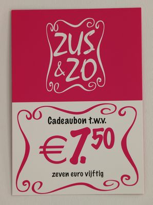 Cadeaubon Zus &amp; Zo 7,50 euro