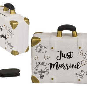 Spaarpot koffer Just married ±15x13cm