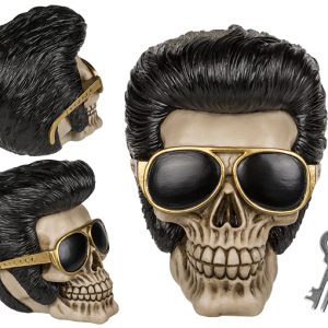 Spaarpot Skull rocker zonnebril ±16x14cm