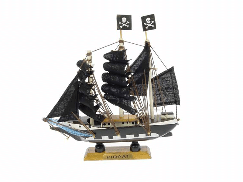 Boot Piraat met vlag 16cm - 16x4x15 cm