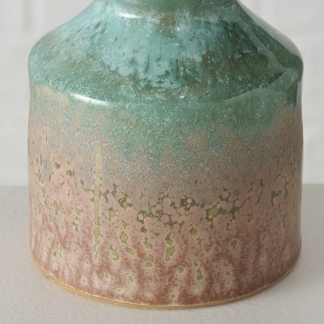 Kaarshouder Peruya rond H15cm Sage green stoneware colour-mix - Afbeelding 3