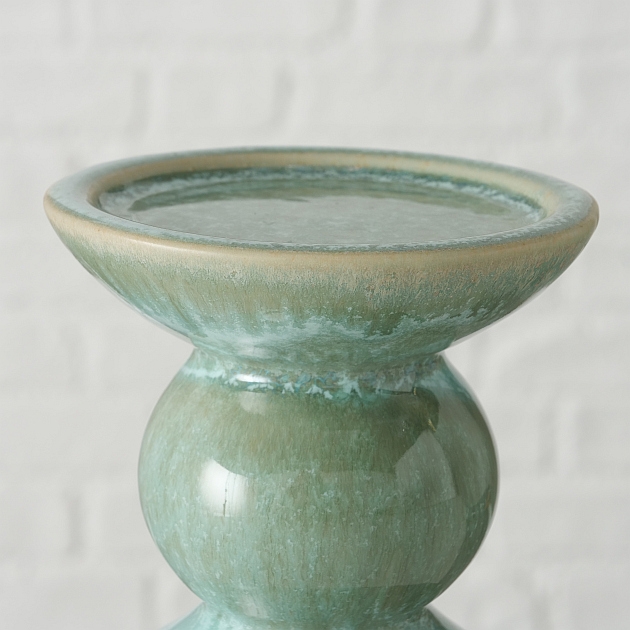 Kaarshouder Peruya rond H15cm Sage green stoneware colour-mix - Afbeelding 4