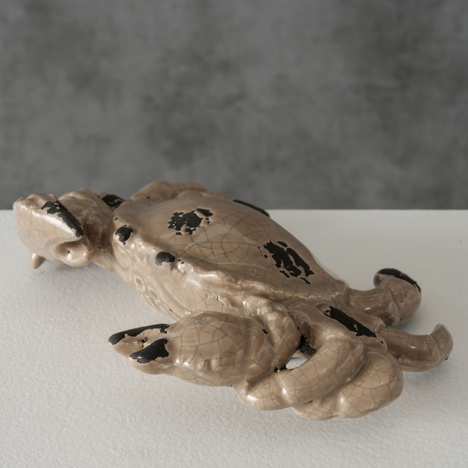 Beeld Fina Krab H4cm crackle terracotta brown