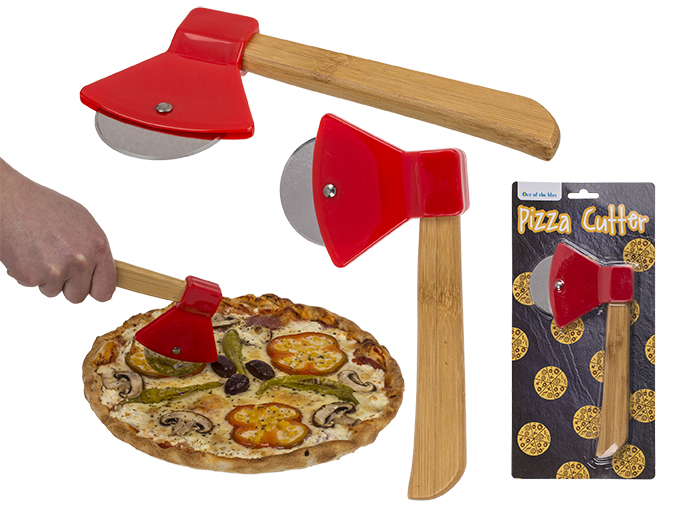 Pizza snijder Bijl ±18cm bamboo & stainless steel