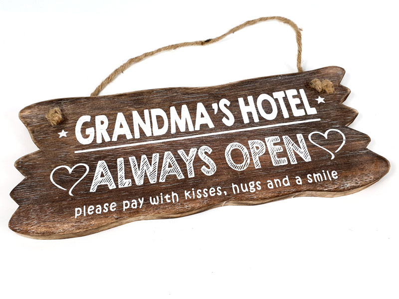 bordje hangend 12x30cm grandma's hotel natural