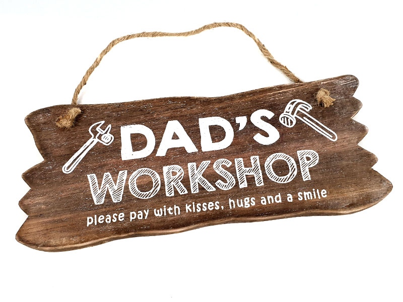 bordje hangend 12x30cm dad's workshop natural