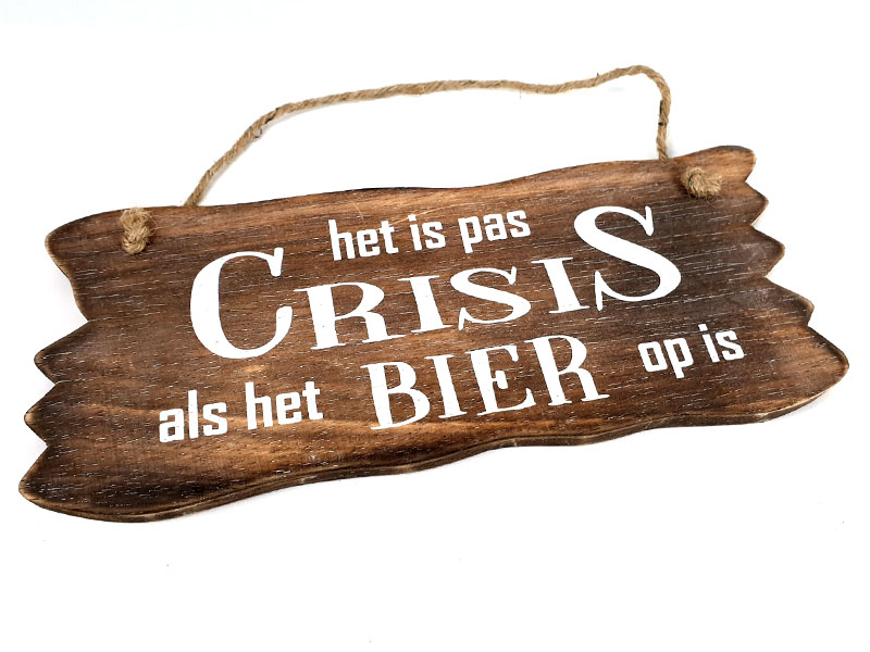 Bordje hangend 12x30cm crisis bier natural