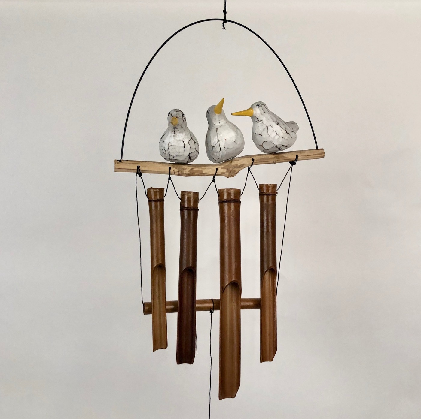 Witte vogeltjes (2) op stok bamboe windgong - Afbeelding 6