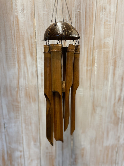 Bamboe windgong kokosnoot naturel 30cm