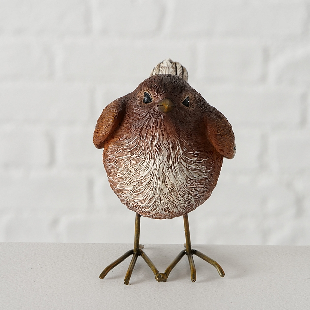 Vogelbeeldje 2 ass H9 cm Polyresin zwart bruin wit - Afbeelding 2