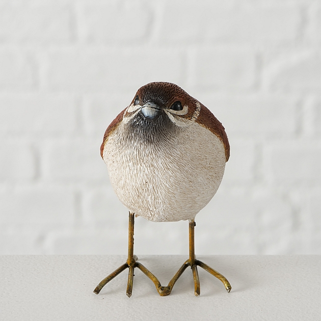 Vogelbeeldje 2 ass H9 cm Polyresin zwart bruin wit - Afbeelding 3