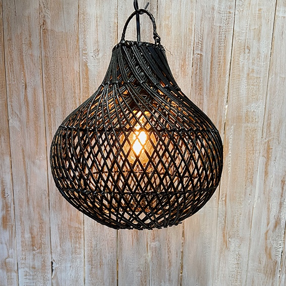 Lamp rotan bol rond ±25cm zwart