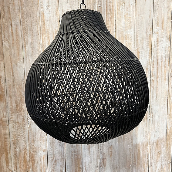 Lamp rotan bol rond ±40cm zwart