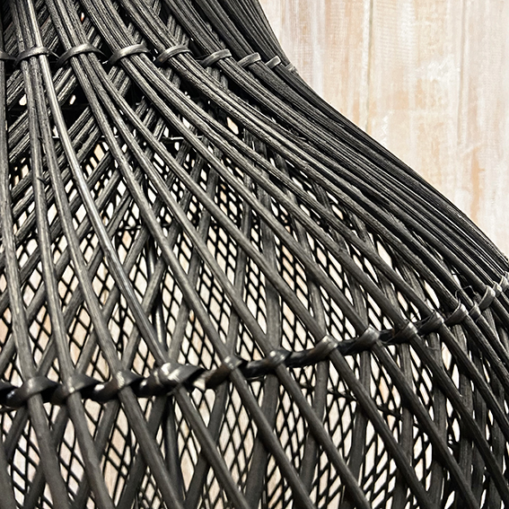 Lamp rotan bol rond ±40cm zwart - Afbeelding 3