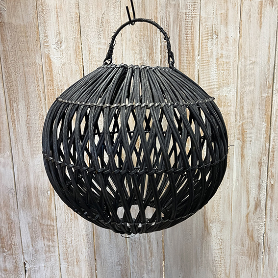 Lamp rotan bol zwart ±25cm
