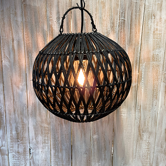Lamp rotan bol zwart ±25cm - Afbeelding 2