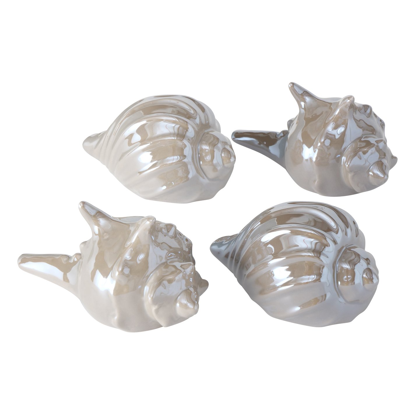 Decoratie object schelp, h7,5 cm, 4 assorti