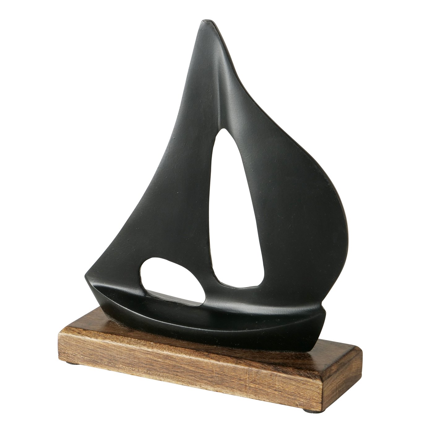 Decoratie object zeilboot Timron, h24cm, mangohout