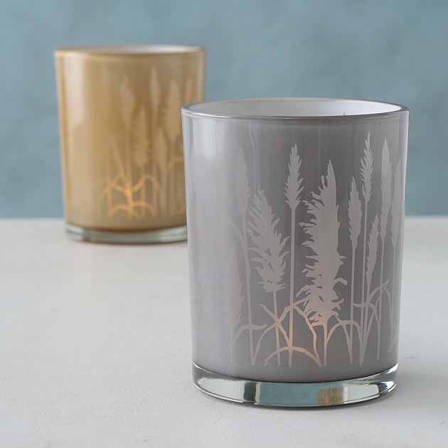 Windlicht Pampas glas, 2ass - Afbeelding 2