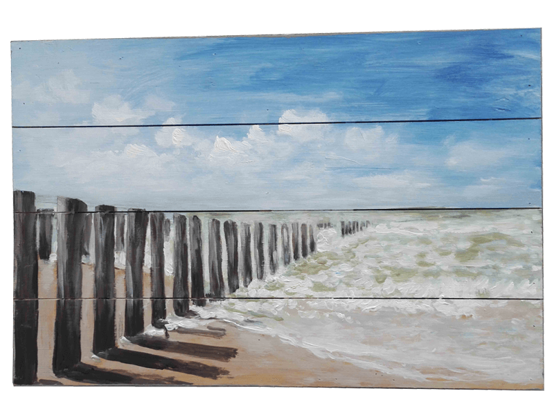 Schilderij op hout golfbrekers