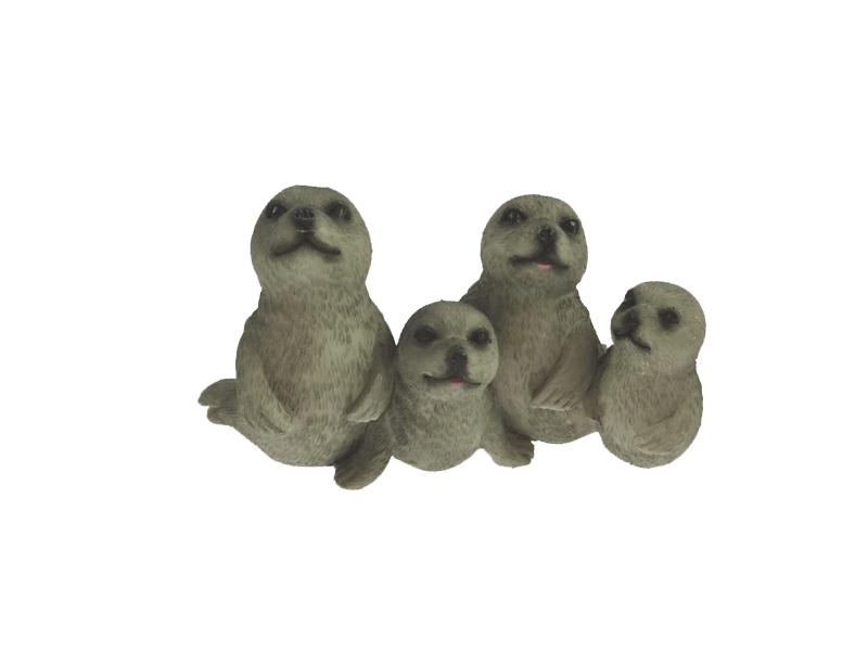 4 zittende zeehonden op rij