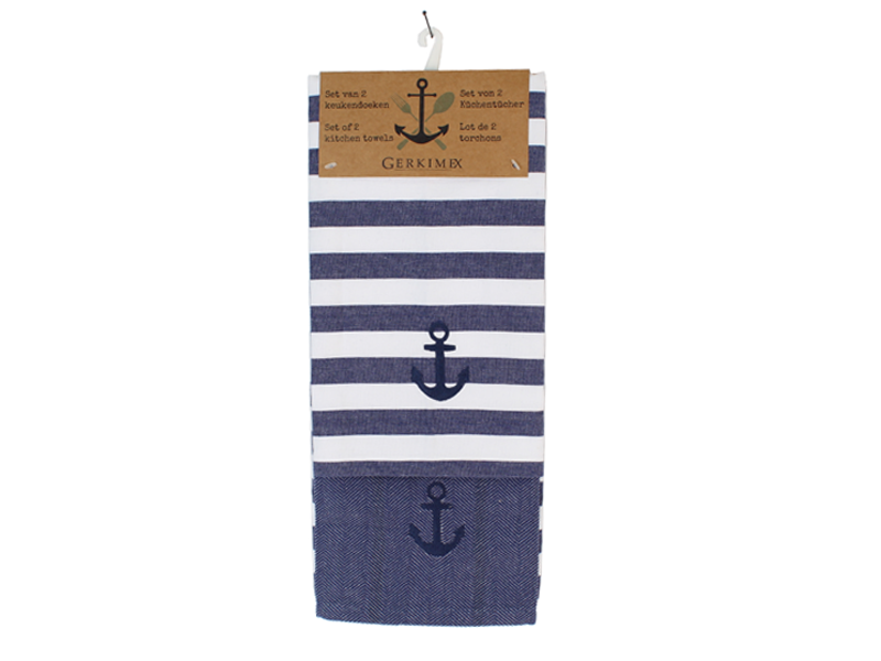Keukendoeken anker blauw set van 2