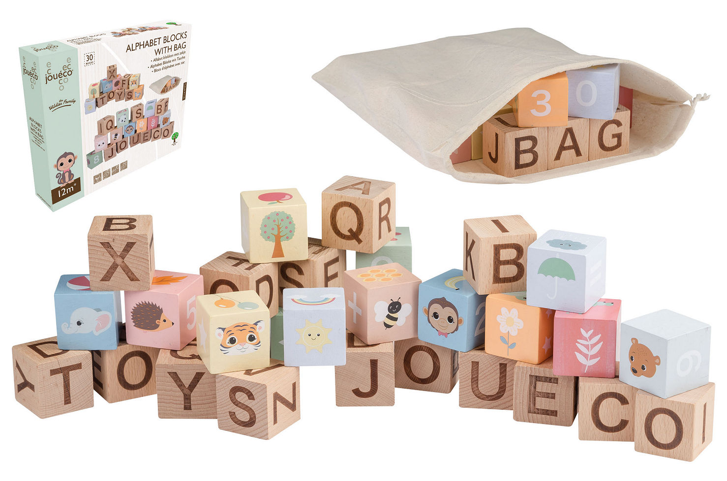 Jouéco® - The Wildies Family Alfabet blokken met zakje