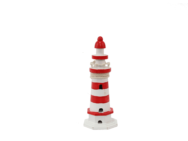 Vuurtoren rood/wit 20cm met decor