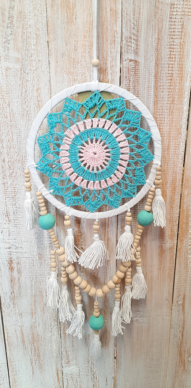Dromenvanger ±16cm pastel macrame + kraaltjes zonder veer kleintjes