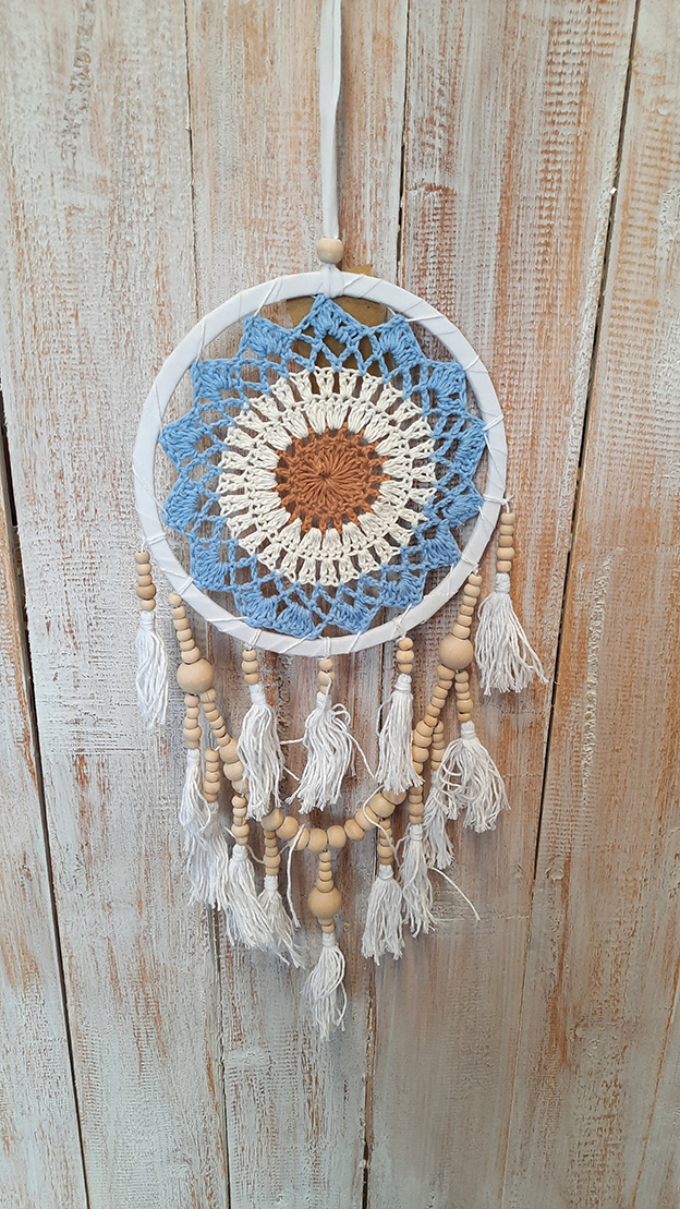 Dromenvanger ±16cm pastel macrame + kraaltjes zonder veer kleintjes - Afbeelding 4