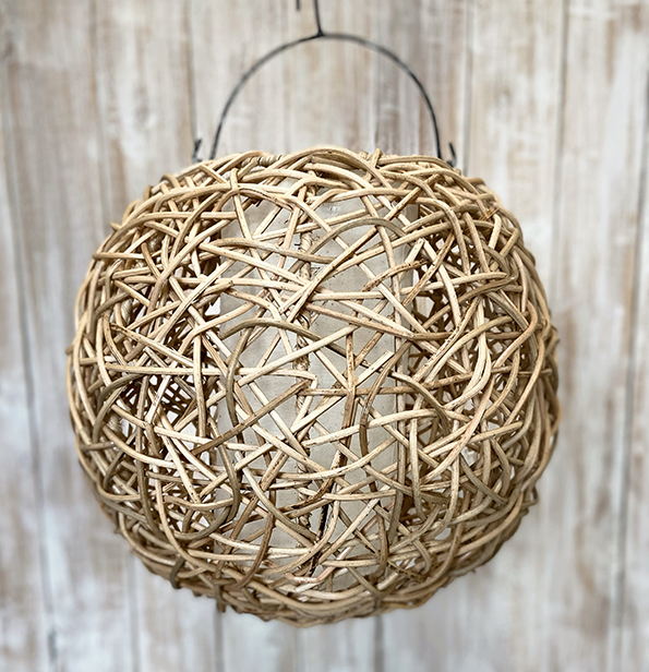 Bol plafond naturel hanglamp rotan + wit katoen 30 cm - Afbeelding 2