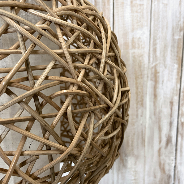 Bol plafond naturel hanglamp rotan + wit katoen 30 cm - Afbeelding 3