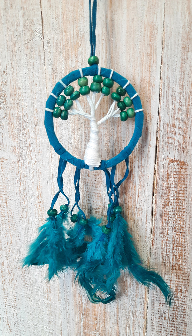 Dromenvanger ±6cm zonder kleintjes (Tree of life) - turquoise