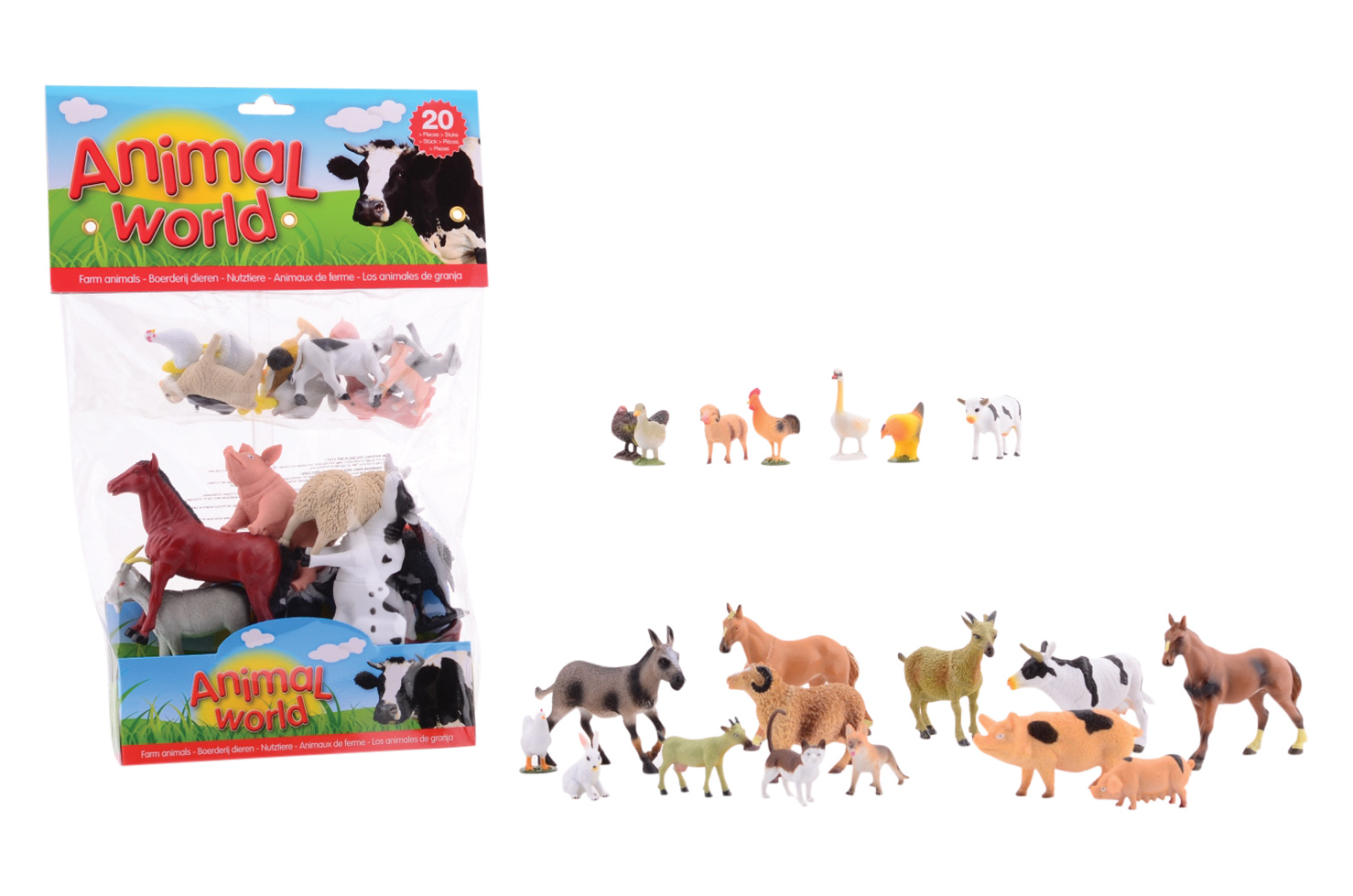 Animal World boerderijdieren 20 stuks in zak