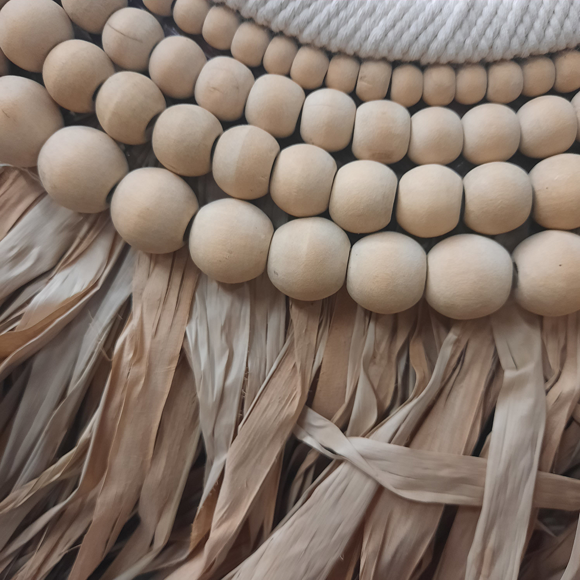 Spiegel met schelpjesrand en touwgras ±50cm naturel - Afbeelding 3