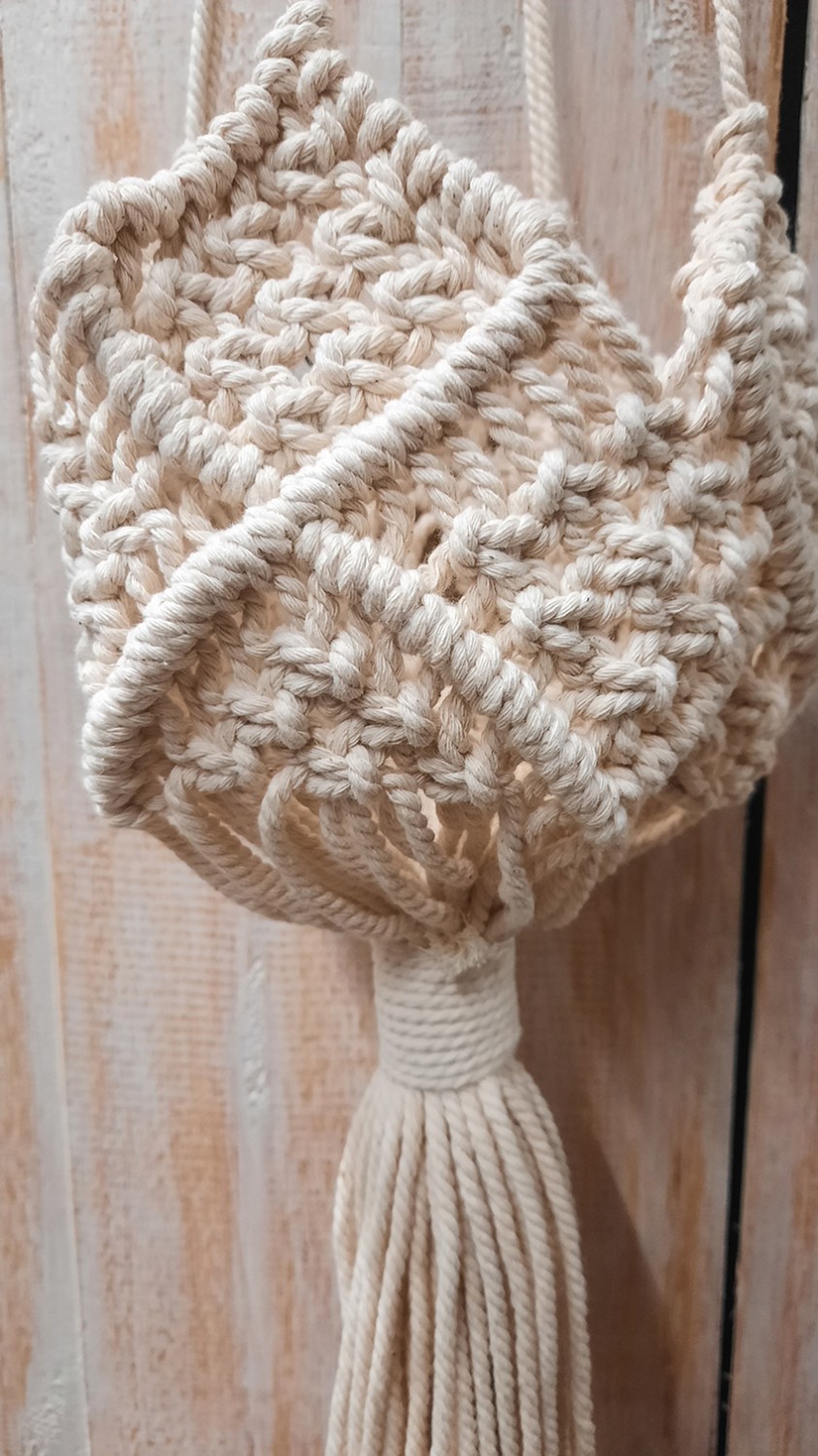 Plant hanger macrame wit 100x12cm (lxb) - Afbeelding 2