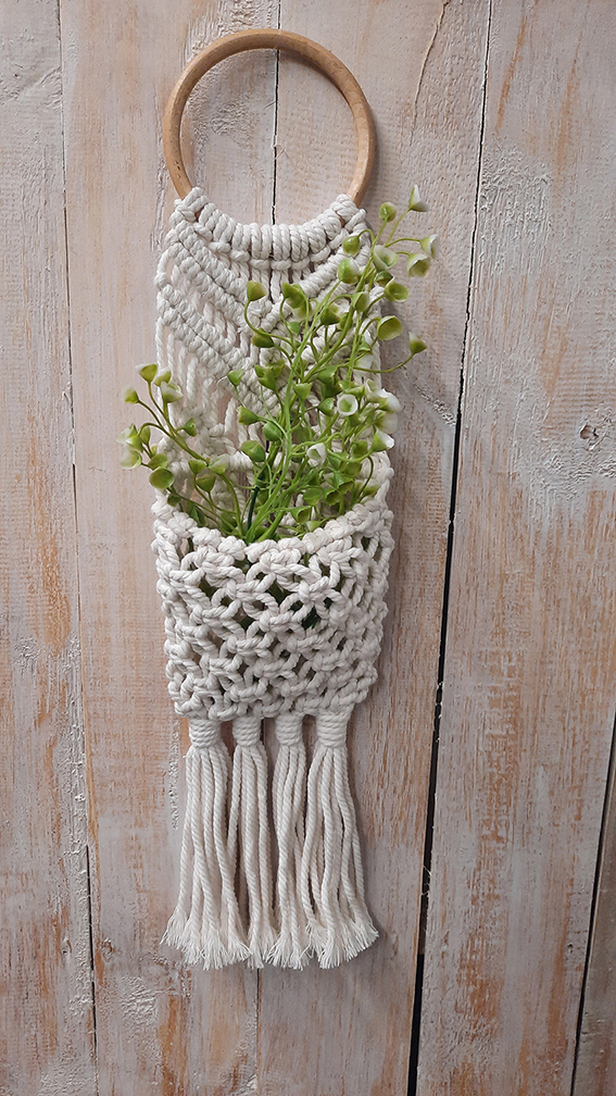 Plant hanger macrame creme ±11x40cm - Afbeelding 2