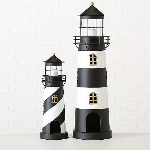 Lantaarn vuurtoren Faro h46cm z/w