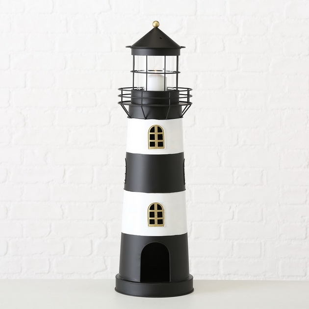 Lantaarn vuurtoren Faro h46cm z/w - Afbeelding 4