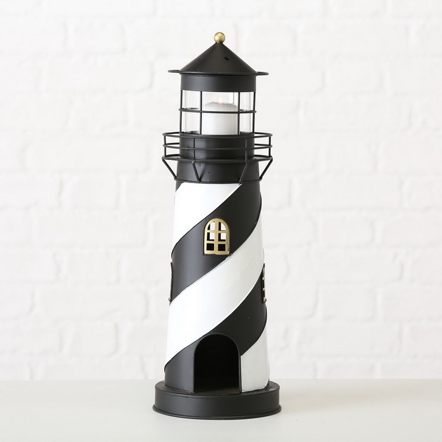 Lantaarn vuurtoren Faro h46cm z/w - Afbeelding 6