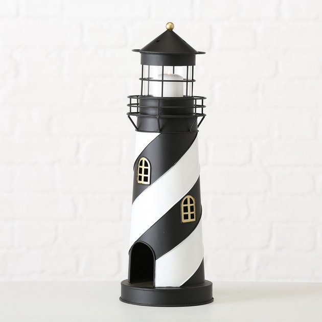 Lantaarn vuurtoren Faro h46cm z/w - Afbeelding 7