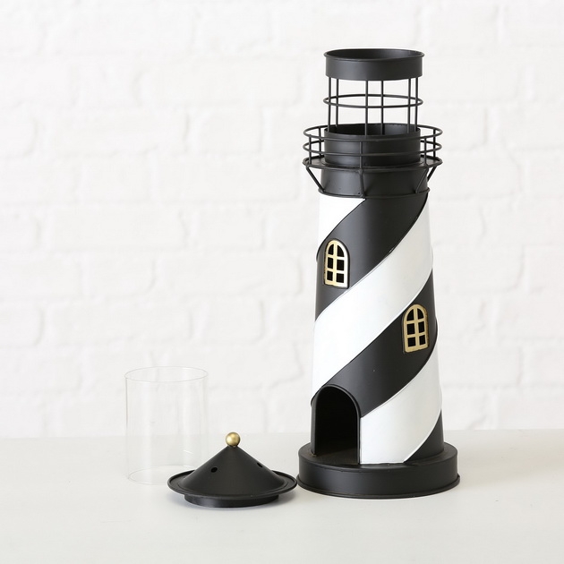 Lantaarn vuurtoren Faro h46cm z/w - Afbeelding 8