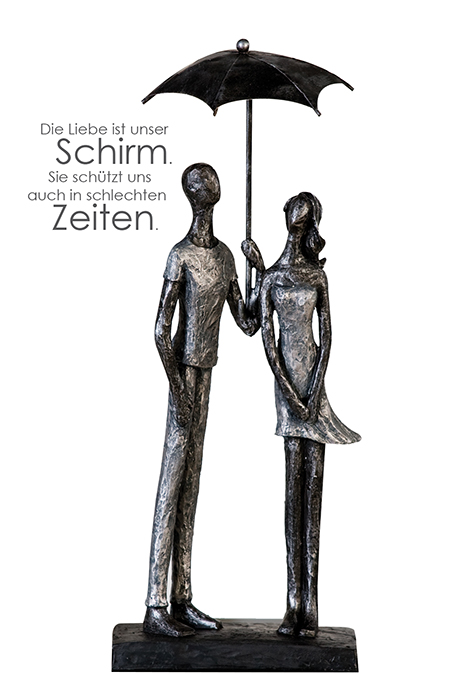Sculptuur "Paraplu" poly antiek zilver 11x14x36cm