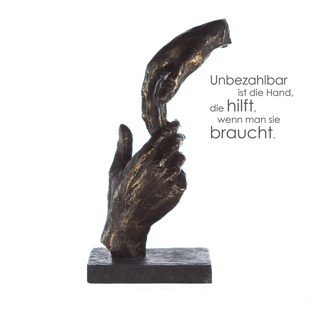 Sculptuur Twee handen poly brons handen 8x13x29cm