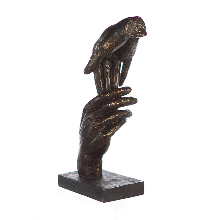 Sculptuur Twee handen poly brons handen 8x13x29cm - Afbeelding 4