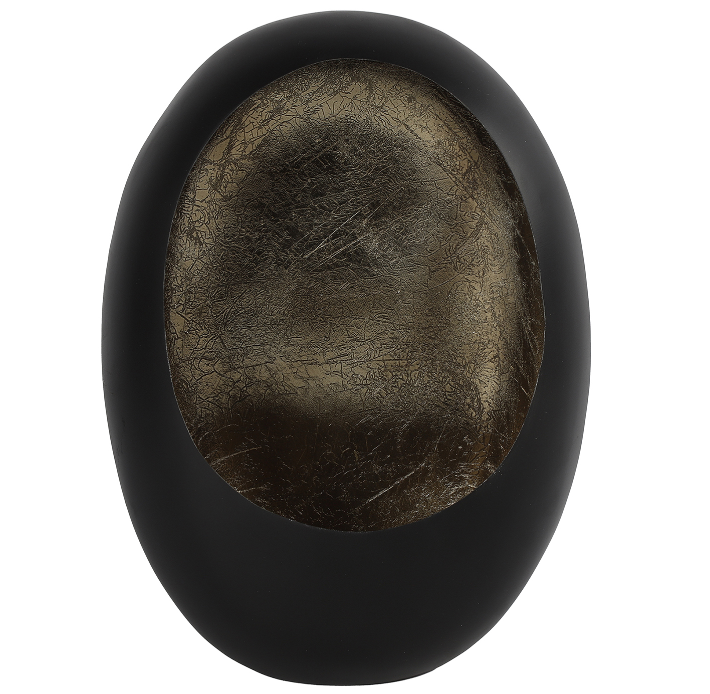 Theelichth Eggy XL mat zwart/antiek messing