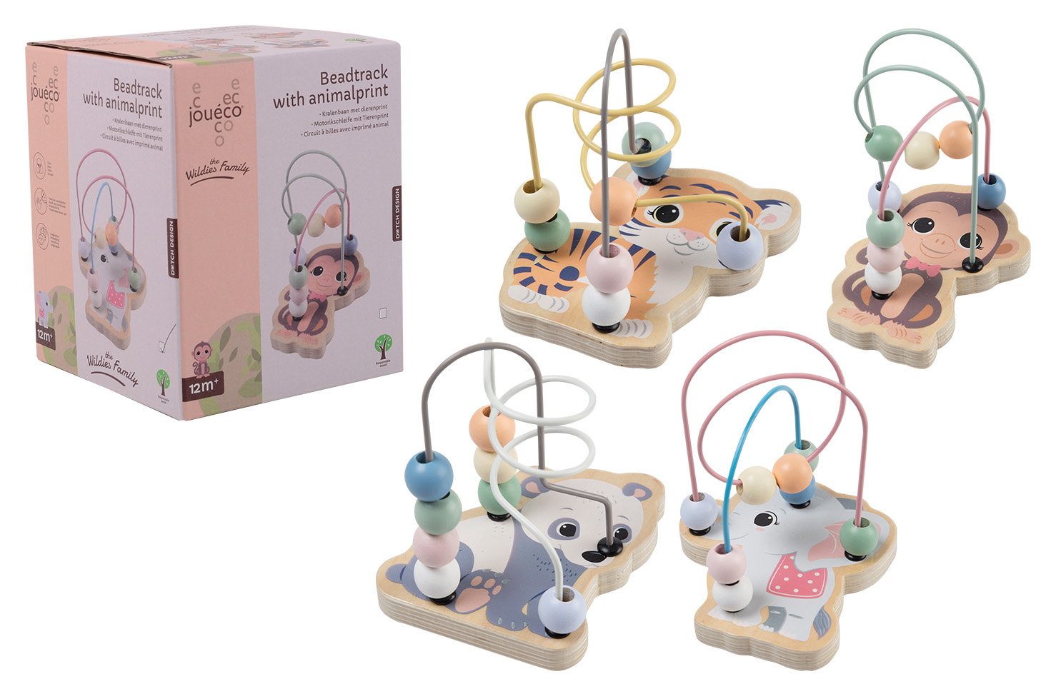 Jouéco® - The Wildies Family Kralenbaan met dierenprint, 4 a